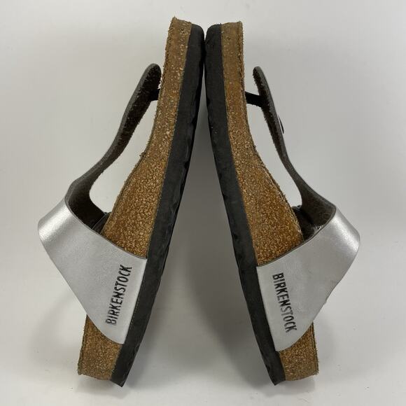 Birkenstock Gizeh Slide Sandals Womens Size 36 US Size 5-5.5 Silver Metallic - Picture 7 of 9